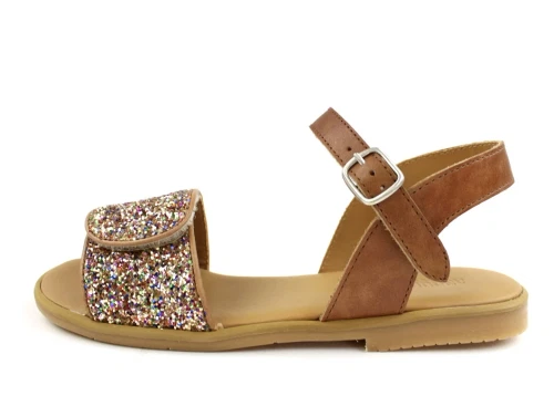 Angulus tan multi glitter sandal med spænde